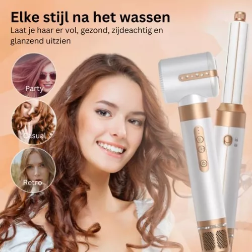 ’merkloos’ 7 in 1 Hair Dryer Brush Set, Air Styler for Hair Dryer Brush, 110000 U/Min Hair Dryer, Hair Dryer with Diffuser, Hot Air Brush, Curling Brush, Straightening Brush, Thermal Brush, 1400 Watt (8721042652713)