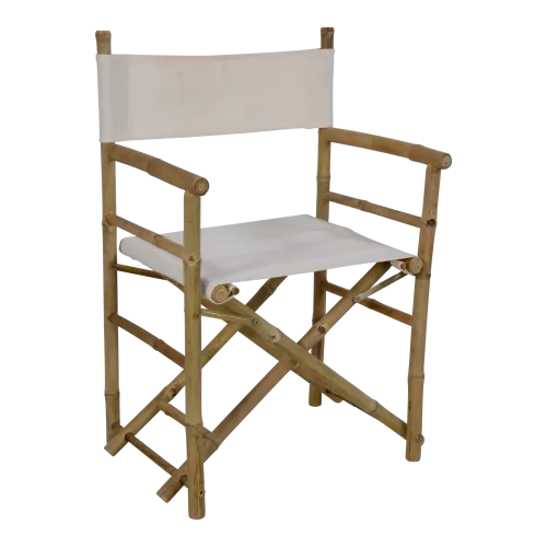 In And OutdoorMatch Director's Chair - Bamboo - 58x44x88 cm - White Canvas (105704)