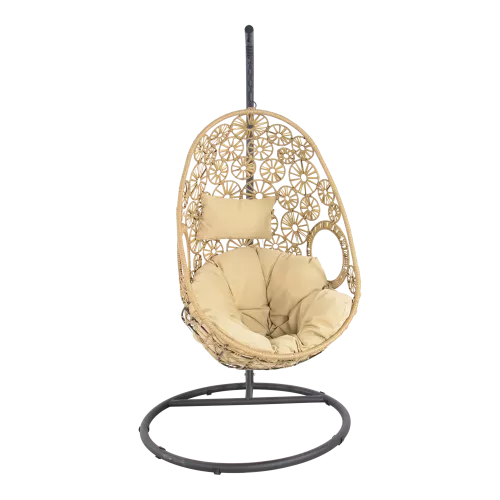 In And OutdoorMatch Hanging - Chair - 80x64x120 cm - Wicker - Black Frame (105744)