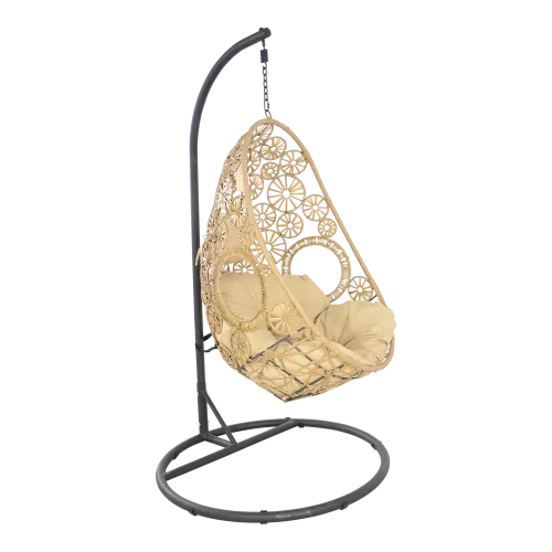 In And OutdoorMatch Hanging - Chair - 80x64x120 cm - Wicker - Black Frame (105744)