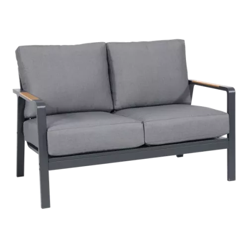 In And OutdoorMatch Lounge - sofa - 2-seater - 129x79x78 cm - Aluminum - Teak look (105794)