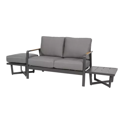In And OutdoorMatch Lounge - sofa - 2-seater - 129x79x78 cm - Aluminum - Teak look (105794)