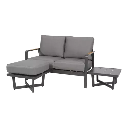 In And OutdoorMatch Lounge - sofa - 2-seater - 129x79x78 cm - Aluminum - Teak look (105794)