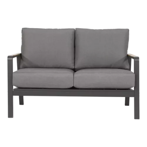 In And OutdoorMatch Lounge - sofa - 2-seater - 129x79x78 cm - Aluminum - Teak look (105794)