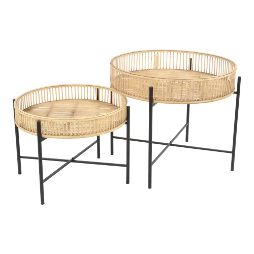 In And OutdoorMatch Side Table - Natural - Set of 2 - Bamboo - Ø49 & Ø60 cm (106005)