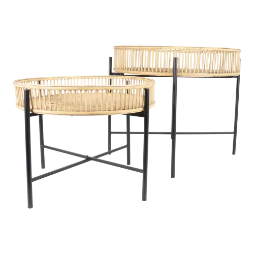 In And OutdoorMatch Side Table - Natural - Set of 2 - Bamboo - Ø49 & Ø60 cm (106005)