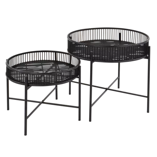 In And OutdoorMatch Side Table - Black - Set of 2 - Bamboo - Ø49 & Ø60 cm (106006)