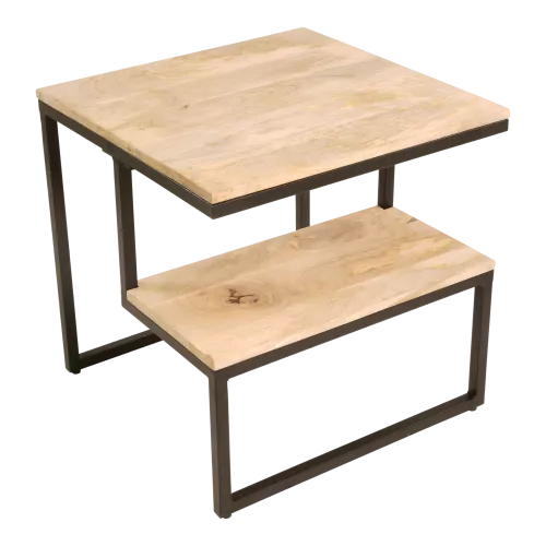 In And OutdoorMatch Side Table - 50x50x50 cm - Mango Wood and Steel (106026)