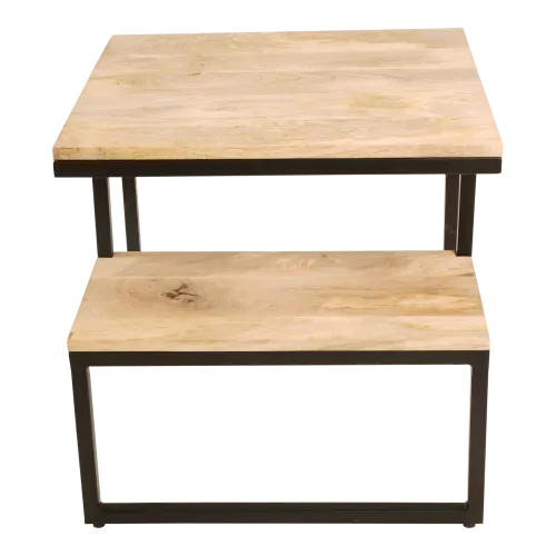 In And OutdoorMatch Side Table - 50x50x50 cm - Mango Wood and Steel (106026)