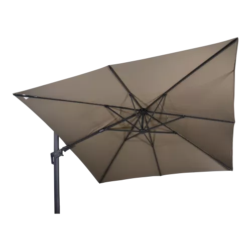 In And OutdoorMatch Cantilever Parasol - 3x3m - Taupe - UV50+ - Without Ruffle - Aluminum Frame (106161)