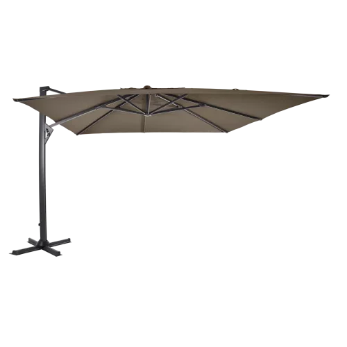 In And OutdoorMatch cantilever parasol - 3x4m - Taupe - UV50+ - Strong Polyester - Aluminum Frame (106168)