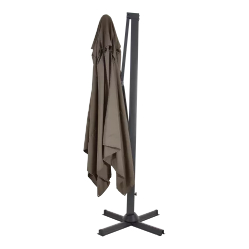 In And OutdoorMatch cantilever parasol - 3x4m - Taupe - UV50+ - Strong Polyester - Aluminum Frame (106168)