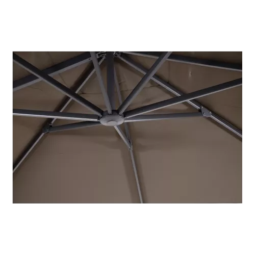 In And OutdoorMatch cantilever parasol - 3x4m - Taupe - UV50+ - Strong Polyester - Aluminum Frame (106168)