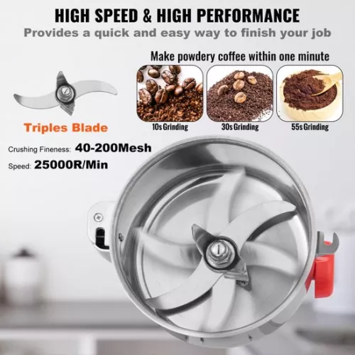 merkloos Grinder Electric Grain Mill 300g Grinding Machine 1900W Multifunctional Kitchen Grinder Flour Powder Machine Timing Dry Mill (6097712638601)