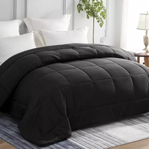 220 x 240 cm black 100% microfibre breathable super soft quilted all-season duvet without cover and washable at 30° degrees