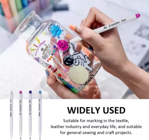 merkloos Water Soluble Fabric Markers - Pack of 4, Disappearing and Erasable Pens with Markers for Fabric in the Office . (8785309155003)