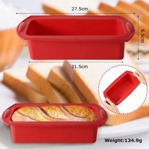 merkloos Set of 2 baking pans for baking baking pans, silicone baking pan, non-stick coating, baking pan, rectangular, for homemade bread, cake, meatloaf, brownies, 27.5 x 21.5 x 6.5 cm (6152512287210)