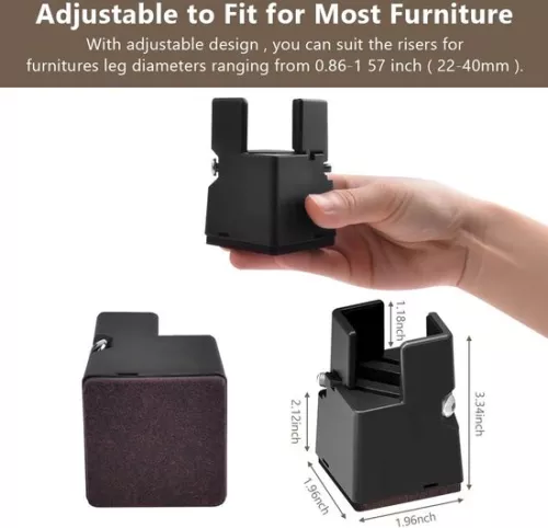 merkloos Furniture risers 5 cm, bed risers with adjustable screw clamp, sofa bed tables, robust risers for square or round sofa legs, leg diameter 2.5-4 cm, load capacity up to 9070 kg (6221148472571)