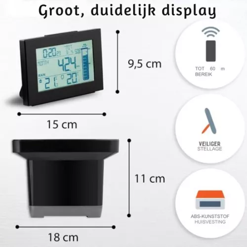 unbranded Digital Rain Gauge - Smart Rain Gauge - Professional Multifunctional Rain Gauge - Incl. Outdoor sensor (6152511335301)