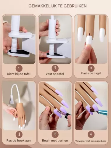 merkloos Nail Trainer - Easy to Use for Beginners - Realistic Practice Hand for Acrylic and Gel Nails - Suitable for Training and Courses - Compact Design (8721085226834)