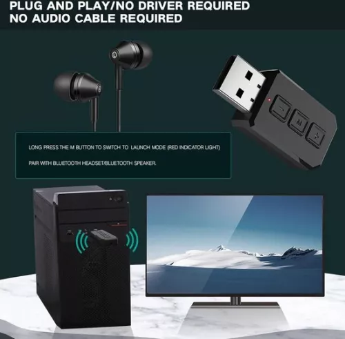 merkloos Bluetooth USB Adapter 2-in-1 Wireless Dongle Receiver - Desktop Laptop TV Game Consoles . (6152349568513)