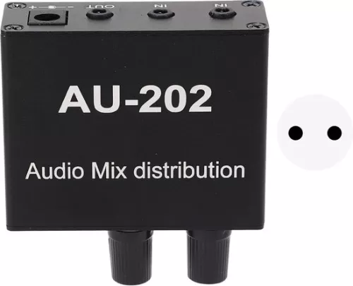 merkloos 2-in-2 out Mini Audio Mixer Line Mixer - Soundboard Music Console Power Stereo with Power Adapter . (8785309138099)