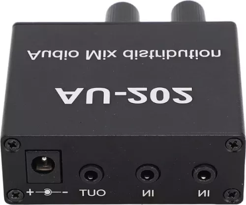 merkloos 2-in-2 out Mini Audio Mixer Line Mixer - Soundboard Music Console Power Stereo with Power Adapter . (8785309138099)