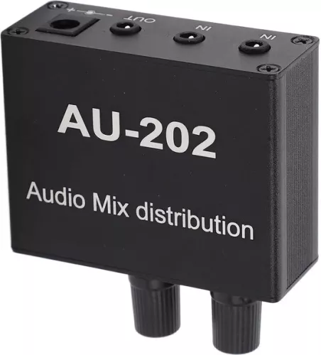 merkloos 2-in-2 out Mini Audio Mixer Line Mixer - Soundboard Music Console Power Stereo with Power Adapter . (8785309138099)