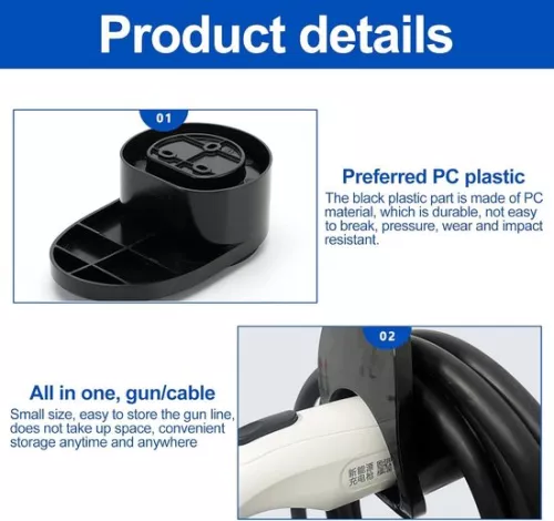 merkloos Cable holder type 2 wall holder for charging cable - organizer for Wallbox charging station - black (8785325017873)