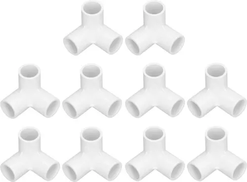 merkloos 10PCS 3 Way PVC Plastic Right Angle Tee - 20mm Inner Diameter - White - Pipeline Accessories . (8785310168047)