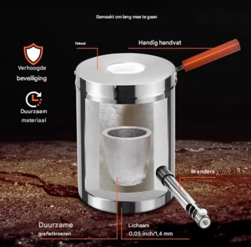 merkloos Propane Gas Furnace Set - Double Burners - Melting Pot - 12 KG Melting Furnace (8721085150764)