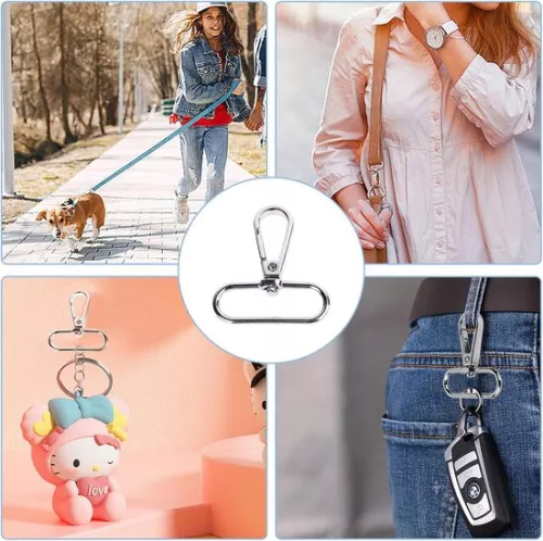 unbranded Carabiner D-rings - 20 pieces - silver - 38 mm (9502126313947)