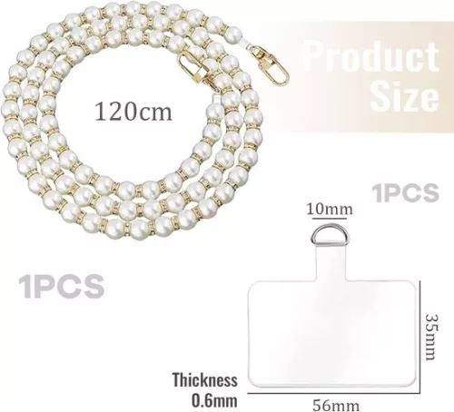 unbranded Pearl necklace for smartphone - stylish and practical - gold (9508868329390)