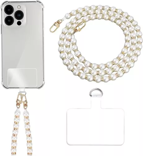 unbranded Pearl necklace for smartphone - stylish and practical - gold (9508868329390)