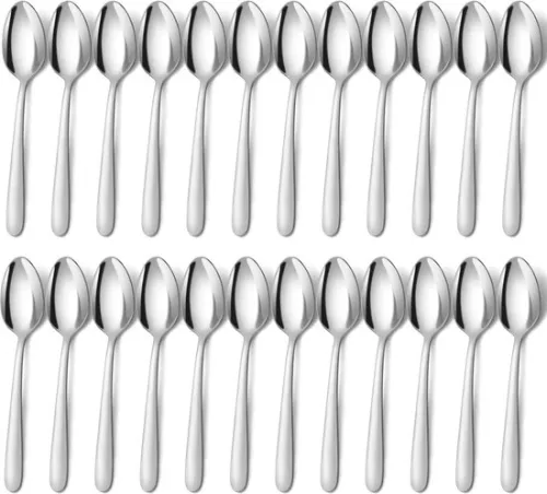 merkloos Set of 24 Soup Spoons, 20.4cm, Stainless Steel Tablespoon, Mirror Polished Table Spoon, Dishwasher Safe, Silver Spoon for Home, Kitchen or Restaurant (8998339229198)