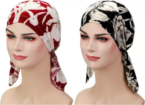 merkloos 2 Pieces Chemo Hat Turban Beanie Pre-tied Headwear for Women - Content added (8785310946799)