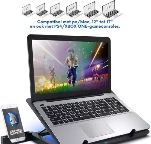 merkloos Laptop Cooler - Laptop Cooling - Ergonomic - Silent - 12-17 Inch - Adjustable - Including USB port - Backlighting (6150710363392)