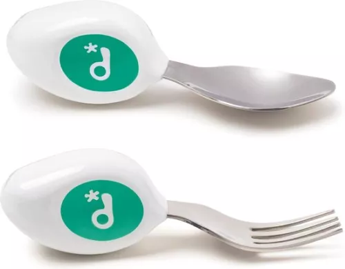 Doddl Cutlery Set, Toddler Self-Feeding Cutlery, Spoon and Fork, 12 Months + (Aqua)