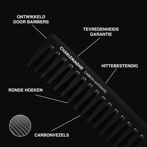merkloos Premium Styling Comb Men - Unbreakable Carbon Comb for Hair and Beard - 19cm (9508554755526)