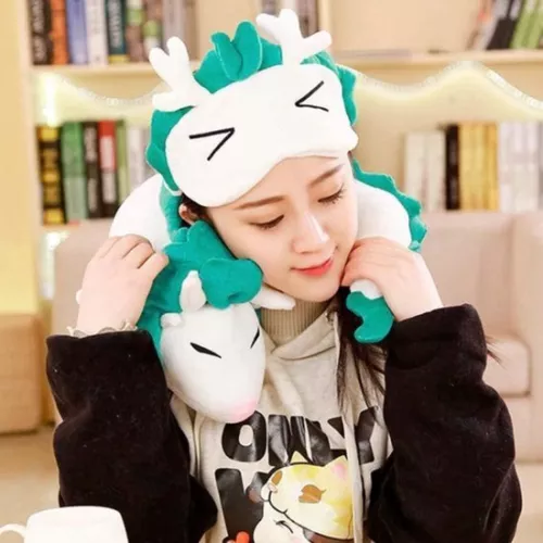 Cute plush neck pillow dragon - suitable for children - 1 piece - white - plush - 30 cm