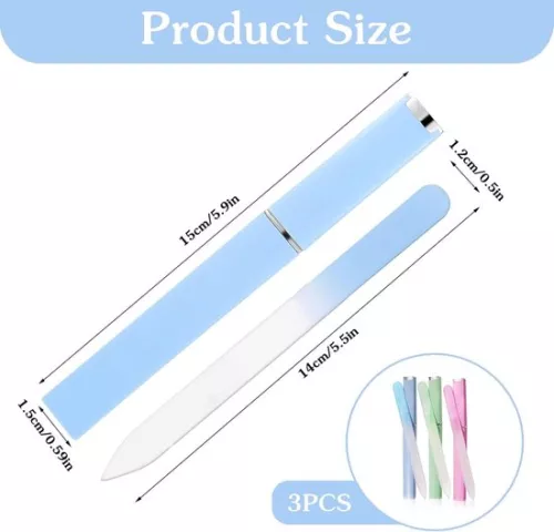 unbranded Glass nail file set - nail care - 3 pieces - with case (9504344388738)