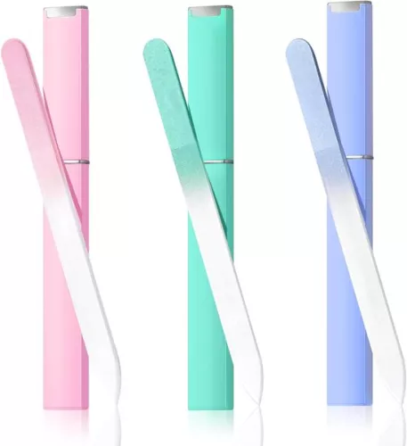 unbranded Glass nail file set - nail care - 3 pieces - with case (9504344388738)
