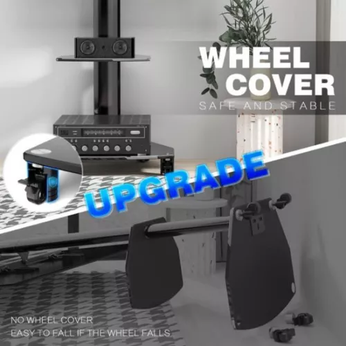 merkloos Mobile TV Stand on Wheels - For 27-65 Inch TVs - Height Adjustable - Black (6152529445405)