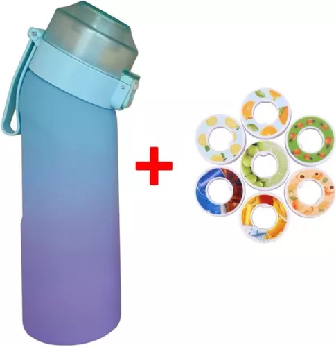 Scented Water Drinking Bottle - Scented Air Water Bottle - Includes 7 Pods - Purple/Blue - 650 ml - Tritan - BPA-free - Up Starter Kit - Pineapple - Lemon - Cola - Energy Drink - Green Grapes - Peach - Orange - Bottle - water bottle