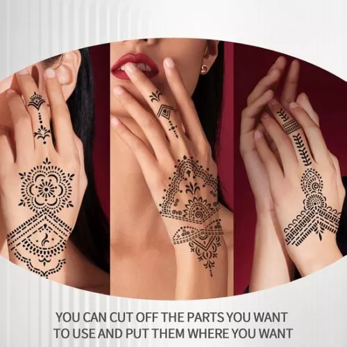 merkloos 10-piece henna tattoo stencil set - henna stencil tattoo for women and girls - Halloween makeup (8785305074070)