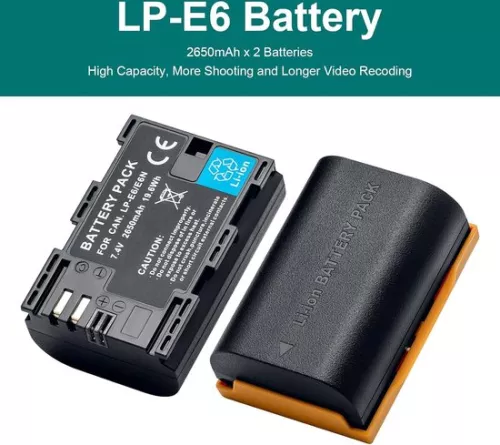 merkloos Rechargeable battery 2650mAh (2 pieces) compatible with Canon EOS 5D2-5D3-5D4-5DS-5DSR-6D-6D-6D2-60D-60Da-7DMarkII-70D-80D-90D etc. (6152350665607)