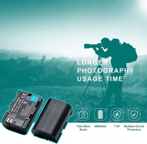 merkloos Rechargeable battery 2650mAh (2 pieces) compatible with Canon EOS 5D2-5D3-5D4-5DS-5DSR-6D-6D-6D2-60D-60Da-7DMarkII-70D-80D-90D etc. (6152350665607)