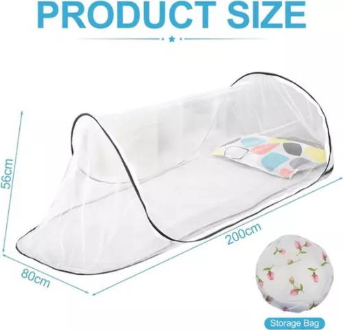 merkloos Mosquito Net Bed - Foldable Mosquito Net - L210x H56x W80cm - Pop-Up Mosquito Net Bed - Mosquito Net Tent - Mosquito Net - Cupola - Mosquito Net - Bed Tent Pop-Up - Anti-Mosquito, No Installation Required - Suitable for Camping, Backyard, Folding Travel T (6154519964941)