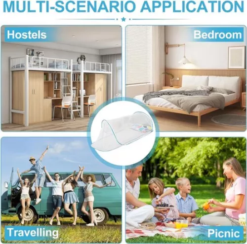 merkloos Mosquito Net Bed - Foldable Mosquito Net - L210x H56x W80cm - Pop-Up Mosquito Net Bed - Mosquito Net Tent - Mosquito Net - Cupola - Mosquito Net - Bed Tent Pop-Up - Anti-Mosquito, No Installation Required - Suitable for Camping, Backyard, Folding Travel T (6154519964941)