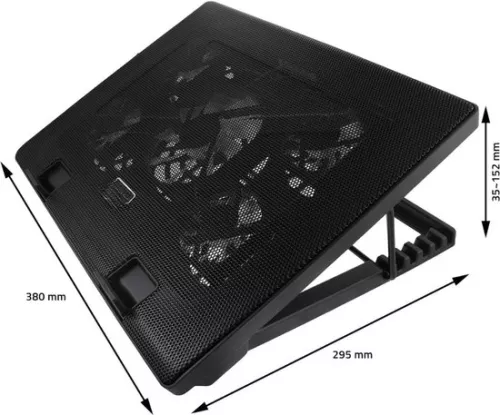 merkloos Laptop Cooler - Laptop Cooling - Ergonomic - Silent - 5 Fans - Adjustable - Black (6150710343387)